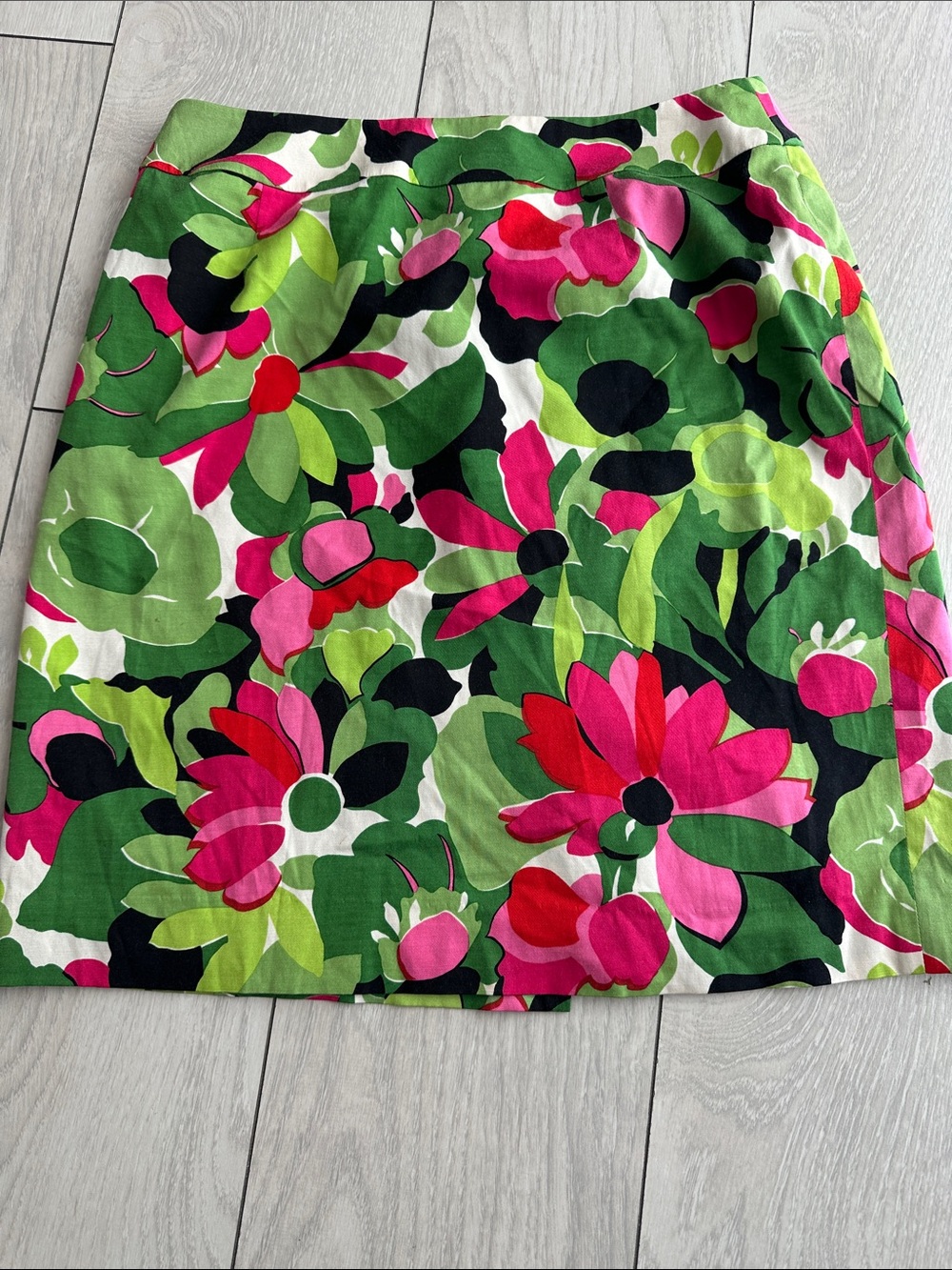 Talbots Bright Floral Mini Skirt in Green & Pink